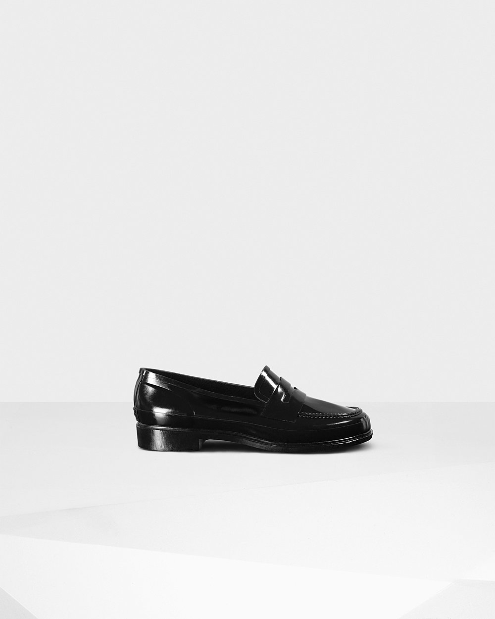 Womens Hunter Loafers Black - Original Gloss Penny - 5429716-PM